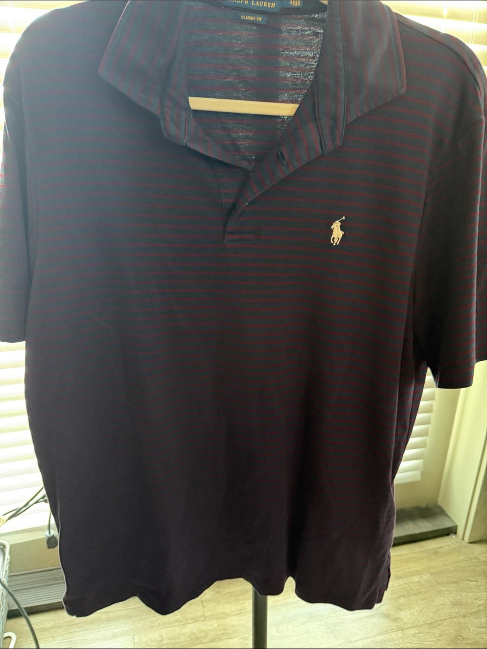 Polo by Ralph Lauren Burgundy and Navy Striped Polo